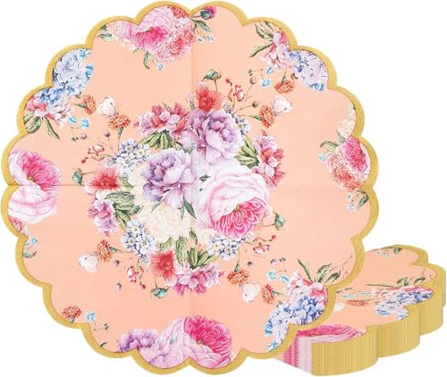 Talking Tables 20 x Serviettes à fleurs pour goûter, décorations de table de Pâques, fête des mères, baby shower, Bridgerton, mariage, anniversaire de mariage, gamme Truly Scrumptious, rose, 33 cm
