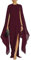MAYFASEY Women's Elegant High Split Flare Sleeve Formal Evening Gowns Maxi Dress with Cape, Wine Red, L