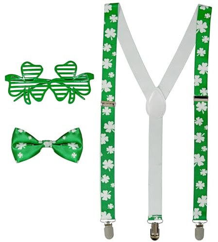 W WIDMANN MILANO Party Fashion - Verkleidungsset St. Patrick´s Day, Brille, Hosenträger, Fliege, Karneval, Mottoparty