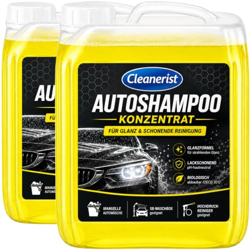 Cleanerist | 2x 5 l Autoshampoo Konzentrat für Glanz - für manuelle Außenwäsche & SB-Waschbox - im Kanister als Snow Foam Ergänzung - Reiniger mit Glanzpolitur, für Hochdruckreiniger, PKW & LKW (AP07)