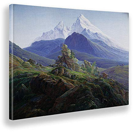 Giallobus - Gemälde - Caspar Friedrich - Der Watzmann - Leinwand - 70x50 - Bereit zum Aufhängen - Moderne Gemälde für zu Hause
