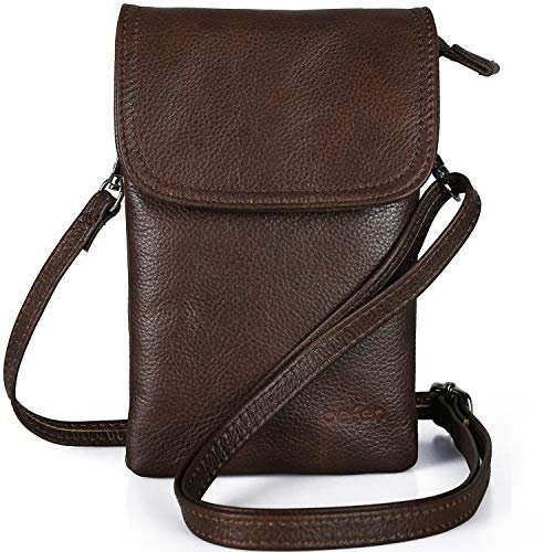 befen Genuine Leather Phone Bag, Real Leather Phone Purse Wallet, Small Cell Phone Cross Body Bag for Women with Long Strap and Key Ring - Fit 8 Plus or Phone Less 6.5 Inch
