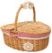 Milopon Picknickkorb mit Deckel Weidenkorb aus Rattan-Korb geflochtenem, Country Style Korb mit rotem und weißem Checker-Muster-Baumwollinnenfutter, Präsentkorb für Picknicks Partys
