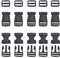 CEEYSEE 20 Set Flat Buckles Plastic Flat Side Release Buckles and Tri-Glide Slides Quick Side Release Buckle for DIY Craft Bracelets Pets Dog Collar Strap Webbing Backpack（1inch/BKZ）