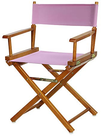 Casual Home Regiestuhl mit Eichenrahmen, Klassische Höhe, 45,7 cm, honigfarbener Eichenrahmen/rosa Leinwand
