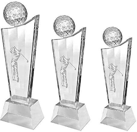 County Engraving Personalised Crystal Clear Optic Glass Golf Trophy Tower Award Golfer - Enter Your Own Custom Text (Medium)