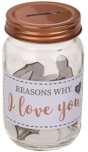 Out of the blue Glasdose 12 cm mit 50 Herzen zum Schreiben von Liebesgrüßen