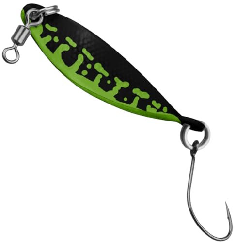 FTM Spoons zum Forellenangeln Spoon WOB 3,2g 4cm, Farbe:Chartreuse-schwarz Glitter/schwarz Glitter