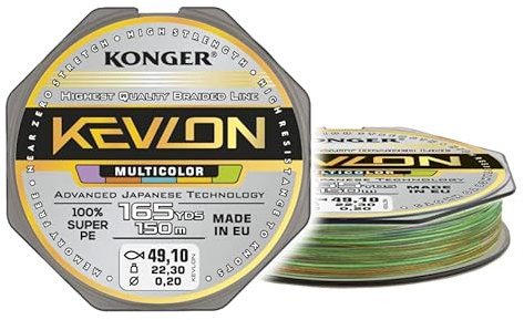 Geflochtene Schnur KONGER KEVLON Multicolor 4-Fach Braided Line Angelschnur 150m 0,12-0,25mm (0,07€/m) (0,16mm/15,90kg)