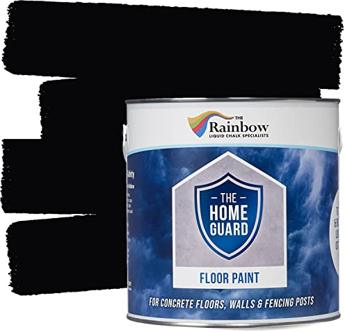RAINBOW CHALK MARKERS LTD Floor Paint - 2.5L Black | Heavy Duty & Hard Wearing, Water-Based Non-Slip Satin Finish Garage Floors, Warehouse, Concrete, Stone Patio Floors