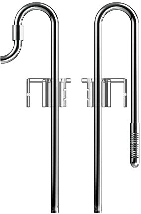 FZONE Lily Pipe en Acier Inoxydable d'entrée et de Sortie, Compatible avec Les tuyaux de Filtre de 12/16mm, idéal pour Les Aquariums de Plantes, avec fixateur de Tuyau Acrylique.