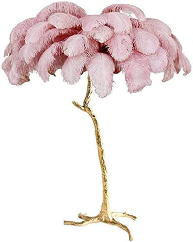 Lampe Plume d'Autruche, Lampadaires pour Salon avec Ampoule LED 3 Températures de Couleur, Lampadaire avec Interrupteur à Pied, Corps de Lampe Doré, pour salon, chambre à coucher, bureau