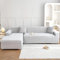 Sofabezug L/U Form Stretch Eck Couch üBerzug 1 2 3 4 Sitzer Halbinsel Links/Rechts Kombination Universal Sofa Schutz Cover Waschbar Couch Bezug Mit Armlehnen(L-shape: 4 Seater+4 Seater,Light Grey)