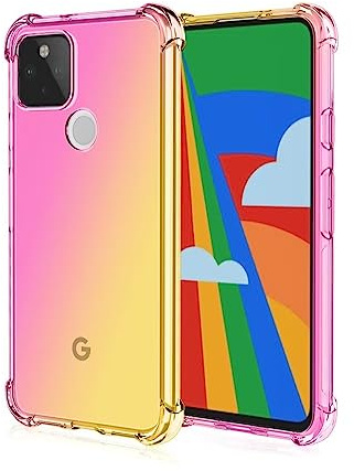 Topme Hülle für Google Pixel 4a 5G (6.2 Inches), Handyhülle aus Weichem TPU Silikon, Transparent, mit Farbverlauf - Rosa Gold