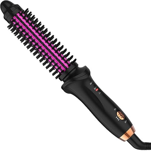 Curling Iron Brush 3/4 Inch Barrel for Travel, Dual Voltage for Short Long Hair, Heated Tourmaline Ceramic Barrel