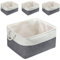 Mangata Extra Large Storage Box set of 4, Canvas Fabric Storage Baskets with Handles for Cupboards, Wardrobe, Shelves, Bathroom, Clothes, Toys, Towel (Foldable, Cold Grey White)