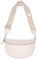 Große Crossbody Gürteltasche aus 100% Leder Umhängetasche Schultertasche mit breitem Gurt - Jaime (creme 1)