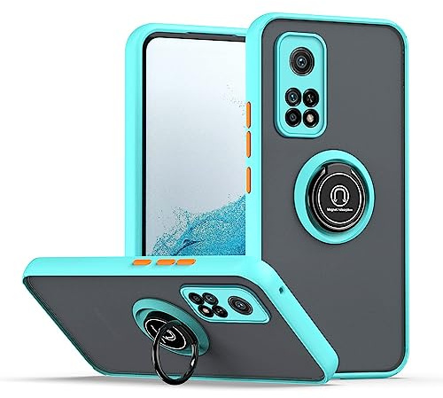 XINYEXIN Hülle für Xiaomi Mi 10T 5G / Mi 10T Pro 5G mit Ring Stnad Stoßfest Handyhülle Anti-Scratch Durchscheinend PC Back + Soft TPU Bumper Case Cover - Himmelblau
