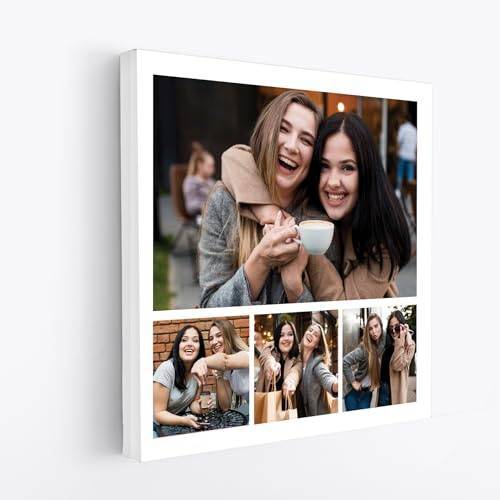 MAX SOLUTIONS Customised Collage Canvas Wall Art Home Decor Personalised Gifts Multi Photo Custom Print Family Portrait Anniversary Keepsake (30''x30'', Design 4)