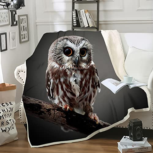 SJSXWQN Decke Graue Eule Kuscheldecke Flauschig für Bett und Sofa Extra Weich Warme Mikrofaser Wohndecke Fleecedecke als Sofadecke Couchdecke Kuscheldecke - 180x200 cm