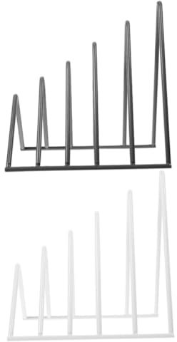 GaRcan 2 Stück Bücherregal Plattenspieler-Ständer Desktop-Buchhalter Dreieck-Präsentationsständer Album-Präsentationsständer Zeitschriften-CDs-Regal Vinyl-Schallplattenaufbewahrung Büche