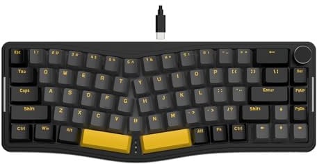 ATTACK SHARK AKS068 Alice Layout Wired Mechanical Keyboard, Gasket Mount 68 Keys Ergonomic 60% Gaming Keyboard USB-C, VIA-Programmable, Hot-Swappable Tactile Switch, RGB Backlit, Knob, NKRO, PC/MAC