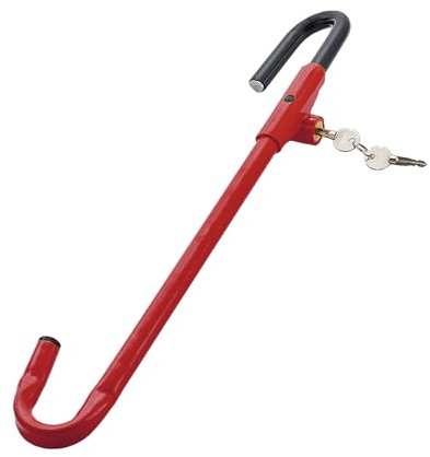 iMonse Lenkradschloss, Diebstahlsicherung, Auto-Gerät, Lenkradpedal, Bremsschloss, einziehbarer Haken, Autozubehör, Auto-Sicherheitsprodukte, universelle Passform (rot)