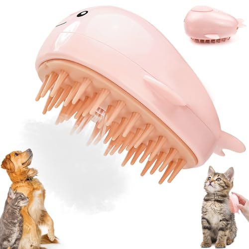 Steamy Cat Brush, 3-in-1-Dampfbürste für Katzen Katzenbürste mit Dampf Hundebürste Haustierbürste Haustier Bürsten Selbstreinigende Zupfbürste, Für Katzen Hunde Massage Selbstreinigung