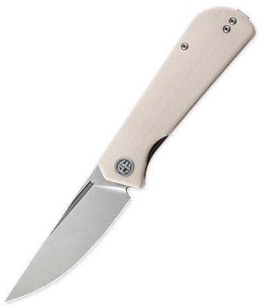 Petrified fish PFP07 Viking Klappmesser, 3.62 K110 Stahl Klinge Micarta Griff EDC Taschenmesser (White Satin)