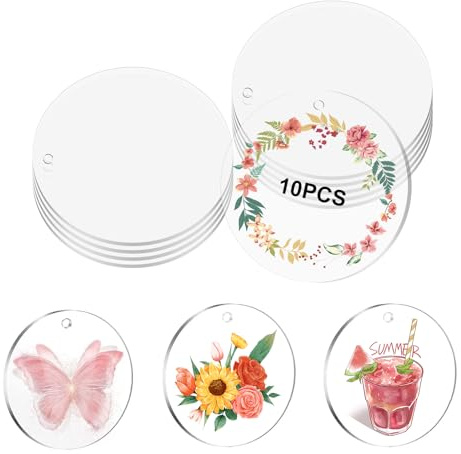 10 Stück Acrylscheibe Rund mit Loch, Acrylplatte Transparent 15cmx2mm | Rund Klare Acrylplatte, Acrylscheibe Transparent, Plexiglasscheibe, Acryl Rohlinge für Herstellung von Dekorativen Anhängern