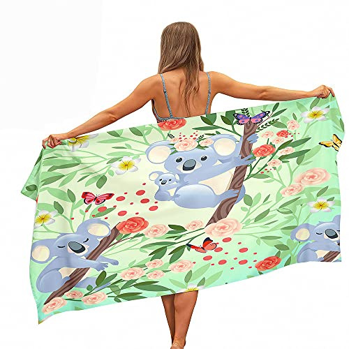 Treer Koala-Druck Strandtuch, Mikrofaser Handtuch, Strandtuch XXL, Ultra Leicht Tragbares Sandfreies Schnelltrocknendes Handtuch, Perfekt für den Strand Sport Sauna (Baum,180 x 80cm)