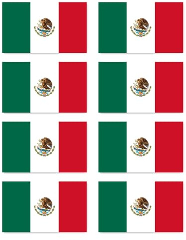 Aufkleber: 75x45 mm, 8 Stück - Flagge - Mexiko - MX - für Auto, Koffer, Laptop und mehr