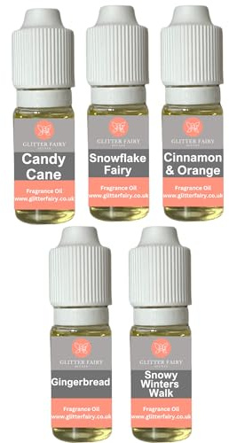 Christmas Fragrance Oils, Pack of 5 x 10ml Bottles - Perfect for Wax Melts, Home Diffuser, Oil Burner, Soap Making, Candle Making, Bath Bombs, Perfume Scents, UK Manufactured
