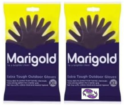PURPLEFISH Marigold Extra Tough Outdoor Gloves XL (2 packs) containing 2 PAIRS of Protective Rubber Cleaning Strong gloves polybag packaging