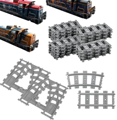 SenaiMy 54 Stück Eisenbahn Schienen City Schienen, Bausteine Zug Schienen Set für City Zug Zubehör, City Erweiterungsset Gleise Kompatibel mit dem Marktführer Kinder