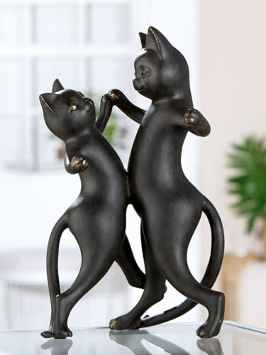 GILDE Figura Gatto de Resina Negra metálica de Gato de 30,5 cm de Alto x 17,5 cm de Ancho x 16 cm de Profundidad – Decoración Escultura, decoración del hogar, Regalo