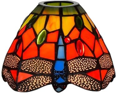 ZXMJYHK Abat-jour Tiffany, abat-jour en verre teinté libellule rouge de 6 pouces, accessoires de remplacement for abat-jour de décoration intérieure vintage adaptés aux plafonniers suspendus et aux ap