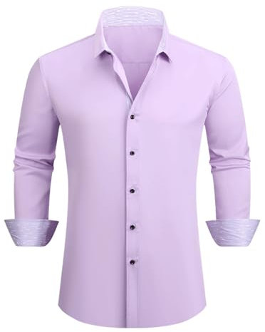 Hemd Bügelfrei Herren , Fit Herrenhemden Freizeithemden Anzug Freizeithemden Pure Hemd Unifarben Stretch Langarm Hemden Regular Bügelleichtes Businesshemd Anzug Regular Fit Hochzeit Hemd Mit Tasche