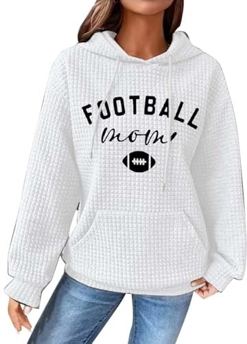 HOOUDO Sale Angebote Blitzangebote Modisches, lässiges Kapuzen-Sweatshirt mit Rugby-Aufdruck und Kordelzugtasche für Damen Pullover Gestreift Bluse Weiss Damen Langarm Rich Sale Angebote Bestellung