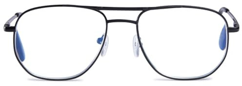 MAGIMODAC Herren Damen Lesebrillen Pilotenform Federscharnier Metall Blaulichtfilter Piloten Lesebrille Lesehilfe Sehhilfe Schwarz 1,00
