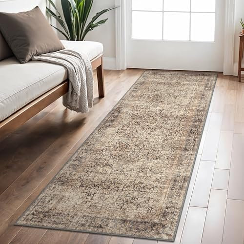 BEIMO Boho Teppich Wohnzimmer Schlafzimmer Vintage Waschbare Teppich Kurzflor rutschfest Teppiche für Küche 60X180CM