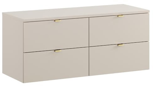 Lomadox Badezimmer Waschtischunterschrank 120 cm in Kaschmir matt, 4 Schubladen