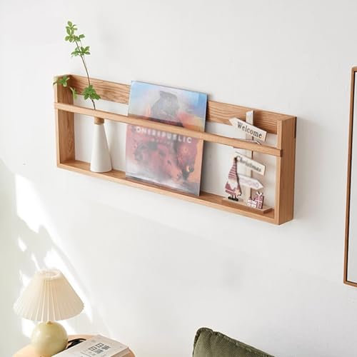 MAAOBR Wandmontierter Zeitschriftenhalter, Holz-Zeitschriftenständer, Akten-Organizer für Eingangsbereich, Büro, Wohnzimmer, Wartezimmer(Wood Color,60x7x30cm)