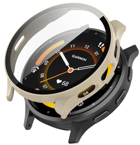 KANOYO Hülle Kompatibel mit Garmin Venu 3 Schutzhülle,Integriertes PC + Glasmaterial,Ultradünne HD Hartglas Glas,Kratzfest,Vollständiger Schutz Case (Weiß)