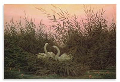 Maler-Caspar David Friedrich, berühmte Landschaftsgemälde, Schwäne unter den Schilfrohren, Poster auf Leinwand, Wandkunstdruck, moderne Dekoration, 50 x 75 cm