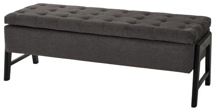 INMOZATA Chenille Ottoman Bench 125-Centimetre Tufted End of Bed Storage Bench Rectangle Window Seat with Storage Ottoman Storage Bench with Wooden Legs for Bedroom,Living Room Furniture (Dark Grey)