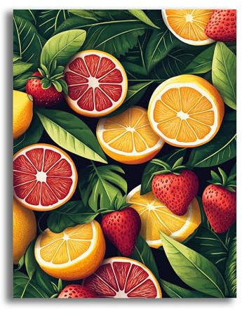 VAIIEYO 5D DIY Zitrone Diamond Painting, Diamant Painting Bilder Malerei Kits Obst, Malen Nach Zahlen Diamant Home Wand Decor Gemälde Kreuzstich Diamond Dekoration 30x40cm-1=55