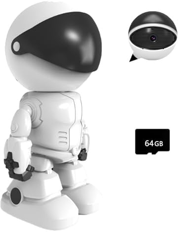LexTex Wireless Indoor Motion Detection Robot Camera, WiFi Indoor Camera 1080P Infrared Night Vision for Home Security, Two-Way Talk, Human Detection, Smart Home Gadgets with Phone App(White)