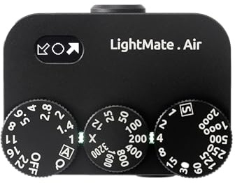 LightMate AirPro Light Meter Photography, 35° Wide-Angle Reflective Digital Exposure Meter, Rechargeable 20H Battery Life, 3 Dials Retro Exposure Indicator, for Leica & Other Film Cameras, Black Metal