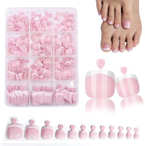 Yufana 240 Pièces Faux Ongles, Faux Pieds, Conseils Ongles, Ensembles Pointes, Pâte Artificielle Naturelle Française, 12 Tailles